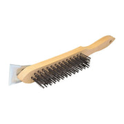 Centurion Wire Brush, Wooden 4 Row with Scraper - Pack of 6