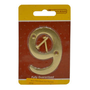Centurion No.9 Solid Brass Door Numbers and Letters, 75mm - Pack of 5