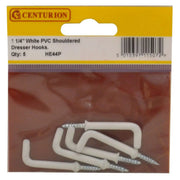 Centurion 32mm White PVC Shouldered Dresser Hooks (Pack of 5)