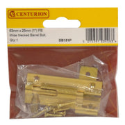 Centurion Necked Barrel Bolts, Polished Brass, 25mm x 63mm - Pack of 5