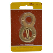 Centurion No.8 Solid Brass Door Numbers and Letters, 75mm - Pack of 5