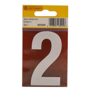 Centurion 75mm White Helvetica Bold Condensed Style Vinyl Number 2 - Pack of 10