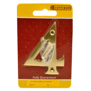 Centurion No.4 Solid Brass Door Numbers and Letters, 75mm - Pack of 5