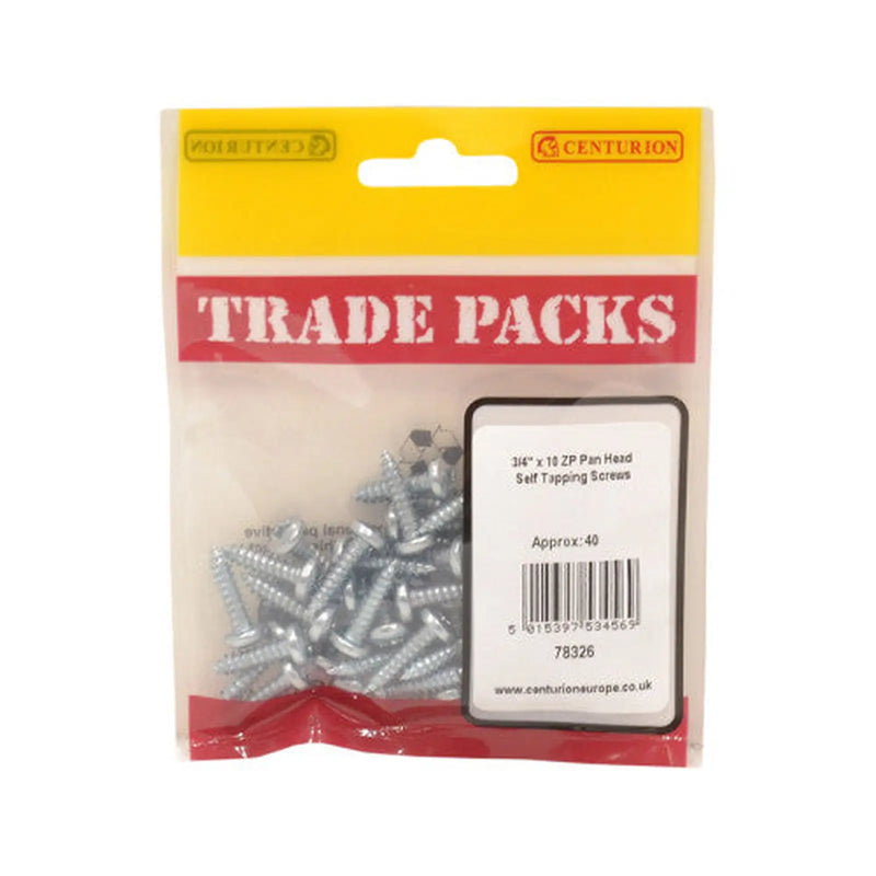 Centurion Pan Head Self Tapping Screws - Zinc Plated - 3/4" x 10 - (40 PK) - Pack of 5