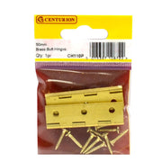 Centurion Solid Drawn Brass Butt Hinges, Self Colour, 51mm x 29mm - Pack of 5