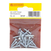 Centurion 3/4" x 6 ZP Cross Recessed Hardened Twin Thread Woodscrews with - Pack of 5
