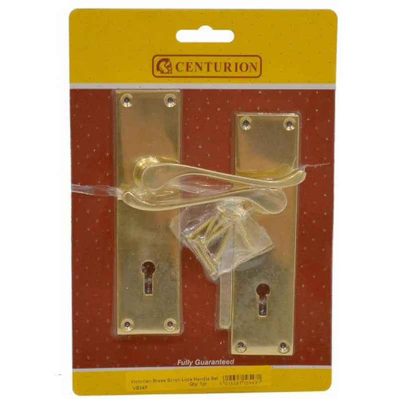 Centurion Solid Brass 'Scroll' Lever Lock Set, 145mm x 40mm
