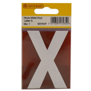 Centurion 75mm White Helvetica Bold Condensed Style Vinyl Letter X - Pack of 10