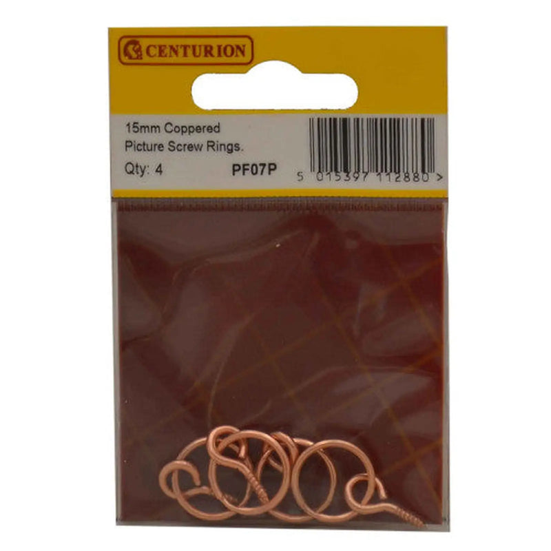 Centurion 15mm Coppered Picture Screw Rings (Pack of 4) - Pack of 5