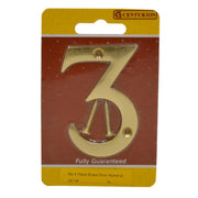 Centurion No.3 Solid Brass Door Numbers and Letters, 75mm - Pack of 5