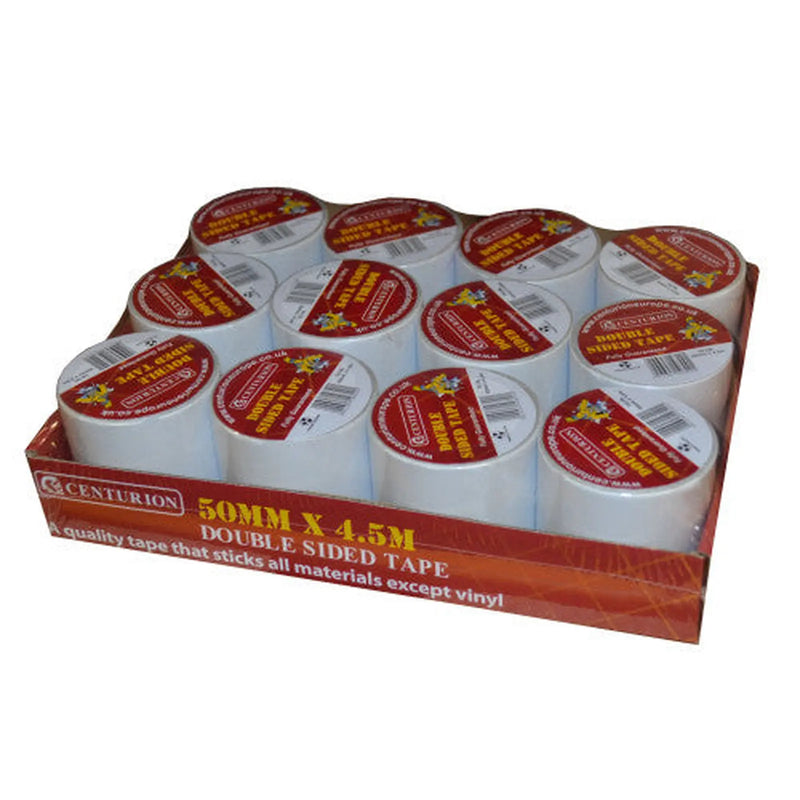 Centurion Double Sided Vinyl Tape, 50mm x 4.5m - Pack of 12