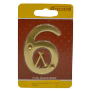 Centurion No.6 Solid Brass Door Numbers and Letters, 75mm - Pack of 5