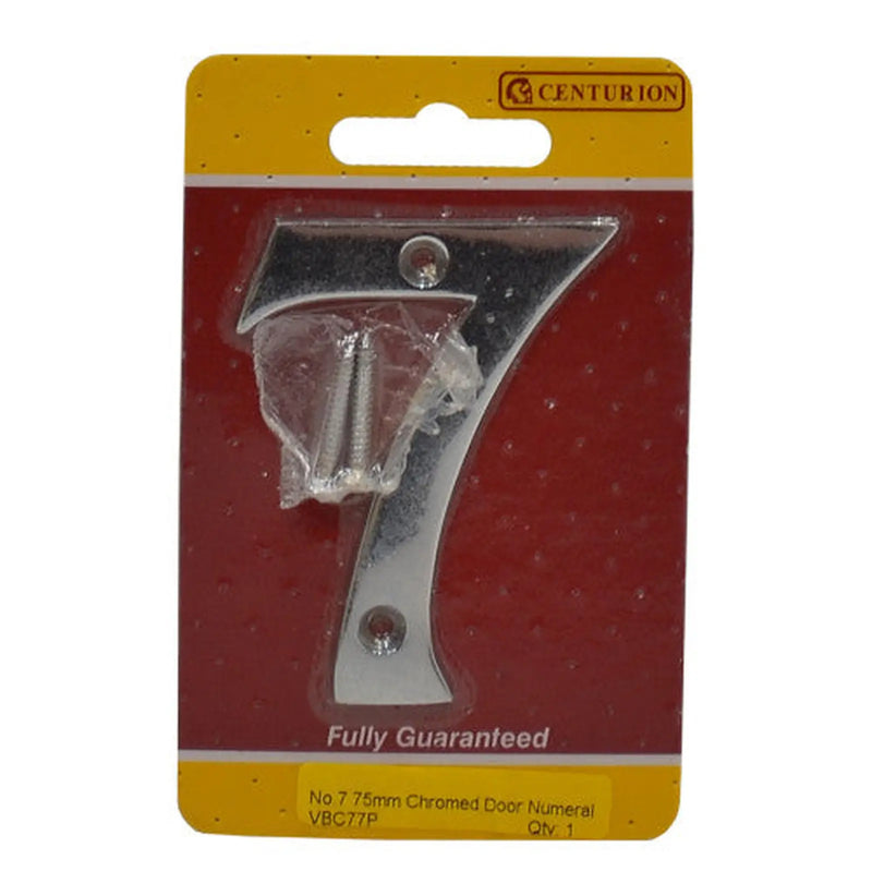 Centurion No.7 Chromed Door Numbers and Letters, 75mm - Pack of 5