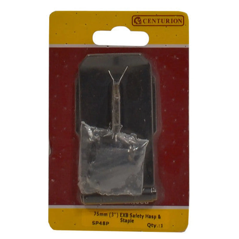 Centurion Safety Hasp and Staples, Epoxy Black, 75mm - Pack of 5