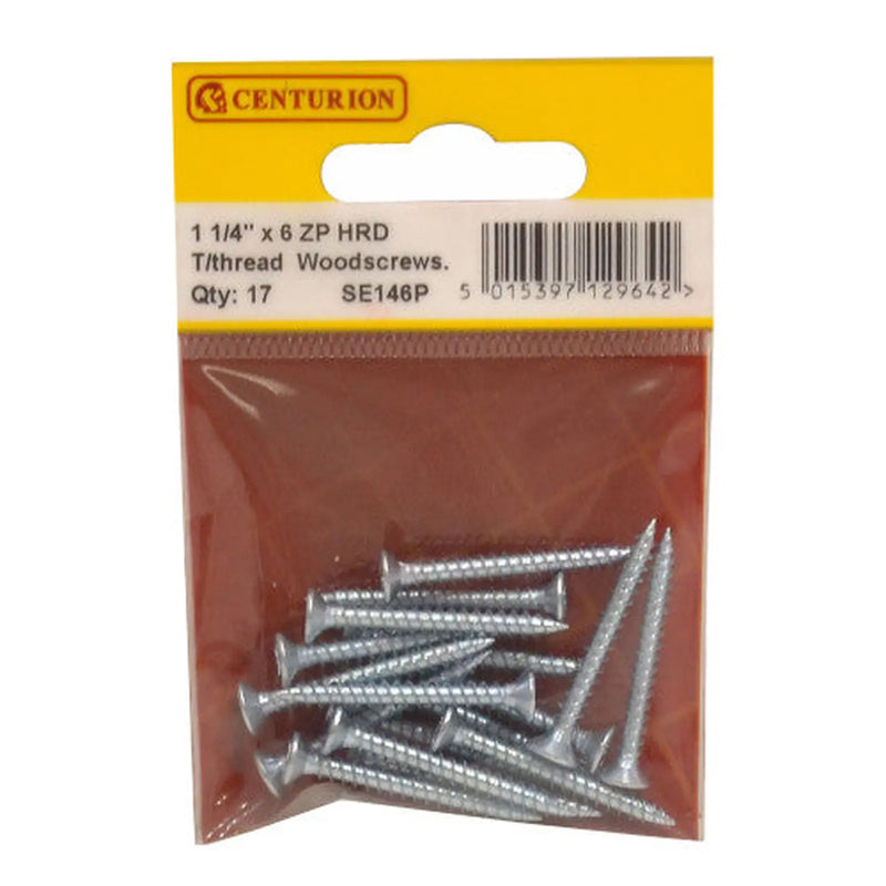 Centurion 1 1/4" x 6 ZP Cross Recessed Hardened Twin Thread Woodscrews with - Pack of 5