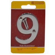 Centurion No.9 Chromed Door Numbers and Letters, 75mm - Pack of 5