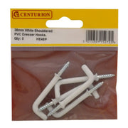 Centurion 38mm White PVC Shouldered Dresser Hooks (Pack of 5)