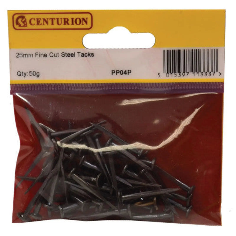 Centurion 25mm Fine Cut Steel Tacks (50g) - Pack of 5