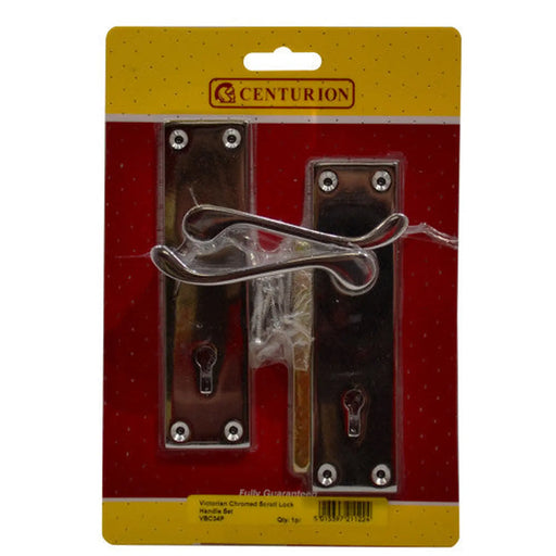 Centurion Chromed 'Scroll' Lever Lock Set, 145mm x 40mm, door handle