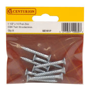 Centurion 1 1/2" x 10 ZP Cross Recessed Hardened Twin Thread Woodscrews with - Pack of 5