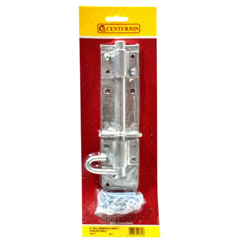 Centurion 200mm (8") Galvanised Brenton Heavy Padlock Bolt 1A Pattern - Pack of 3