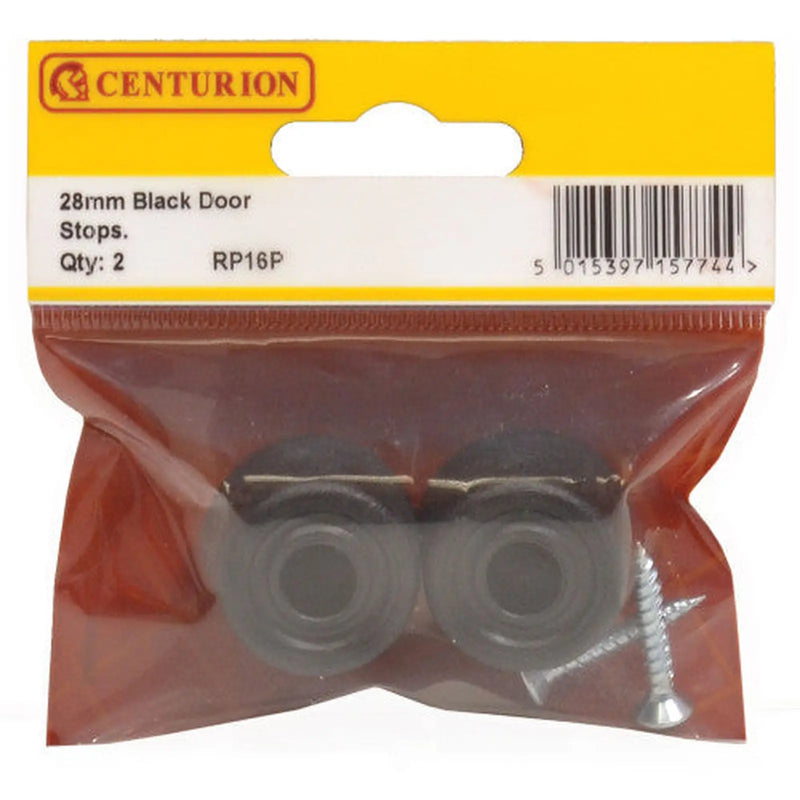 Centurion 28mm Black Plastic Door Stop (Pack of 2) - Pack of 5