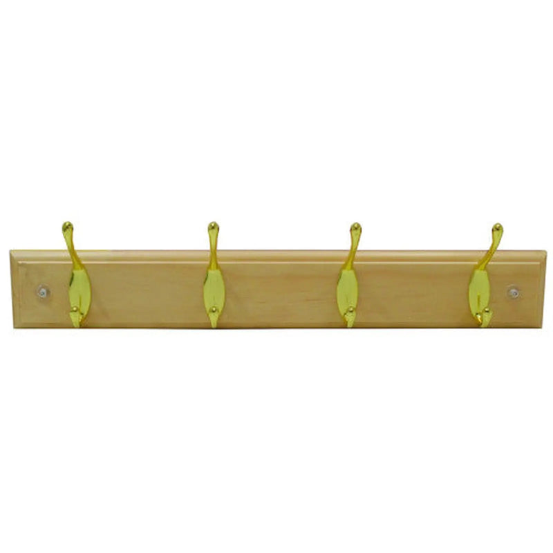 Centurion 4 Standard Hook Rail - Brass Hooks - Pine Board - Pack of 5