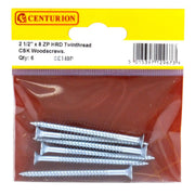 Centurion 2 1/2" x 8 ZP Cross Recessed Hardened Twin Thread Woodscrews with - Pack of 5