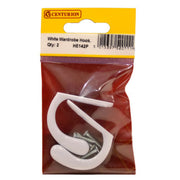 Centurion 50mm Die Cast Single Wardrobe Hook - White - Pack of 2