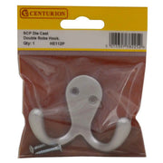 Centurion 70mm Die Cast Double Robe Hook - Satin Chrome - Pack Qty 1 - Pack of 5