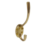 Centurion 125mm Solid Brass Hat & Coat Hook - Polished Brass - Pack of 10