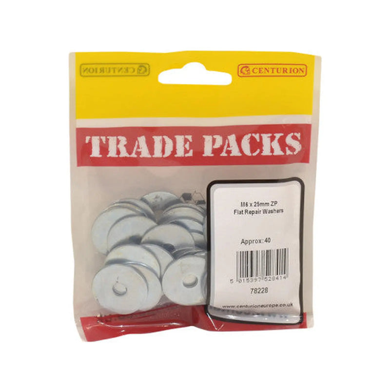 Centurion Flat Repair Washers - Zinc Plated - M6 x 25mm - (40 PK) - Pack of 5