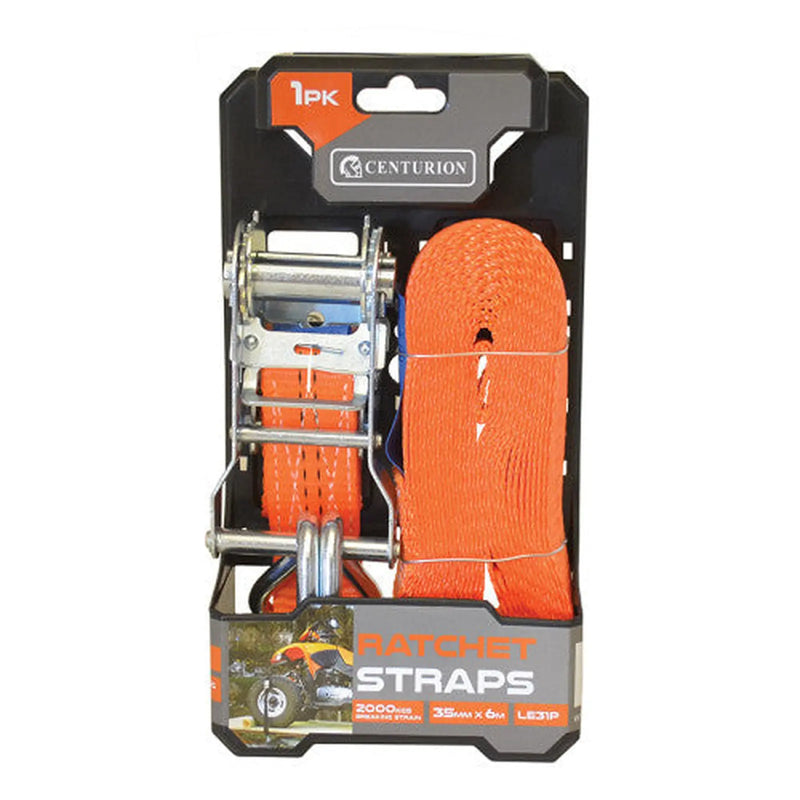 Centurion Ratchet Strap - 2000kg Breaking Strength - 6m Length - 35mm Width - Pack of 8