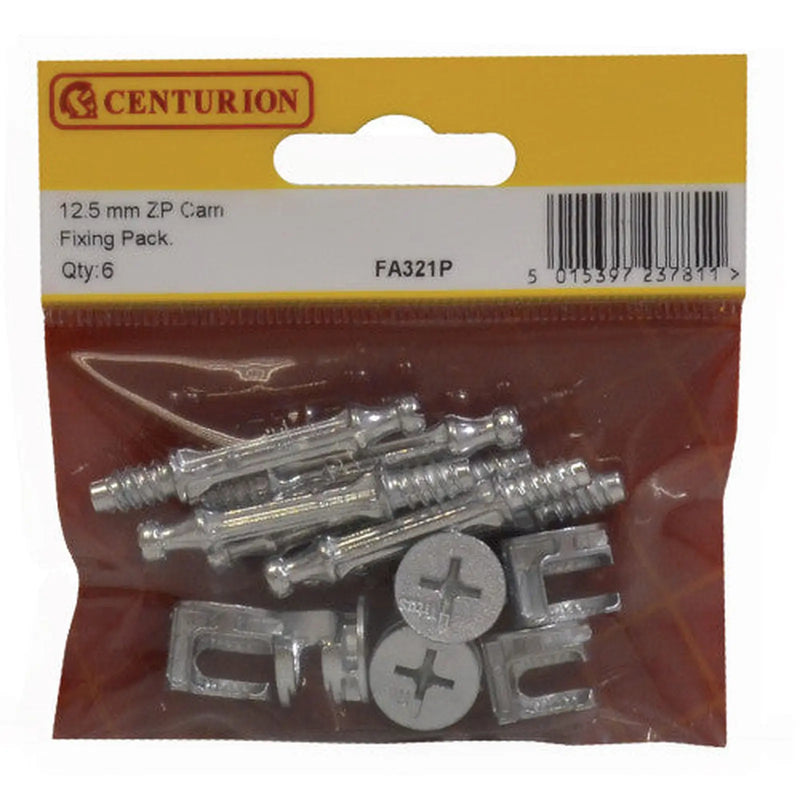Centurion 12.5mm ZP Universal Cam Fixing Pack  (Pack of 6) - Pack of 5