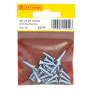 Centurion 5/8" x 6 ZP Cross Recessed Hardened Twin Thread Woodscrews with - Pack of 5