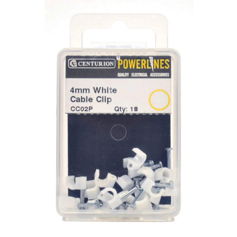 Centurion White Cable Clips 4mm - Pack of 5