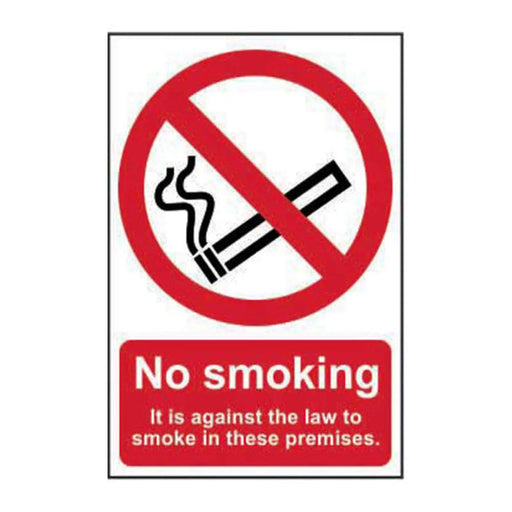 Centurion ‘No Smoking It Is Against The Law To Smoke On These Premises’ Sign, Window Cling Vinyl (200mm x 300mm) 0575 - Min Order 2