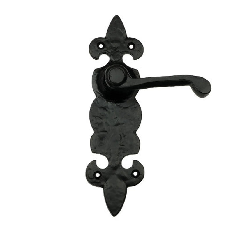 Centurion Fleur De Lys Latch Set, Black, 190mm x 50mm