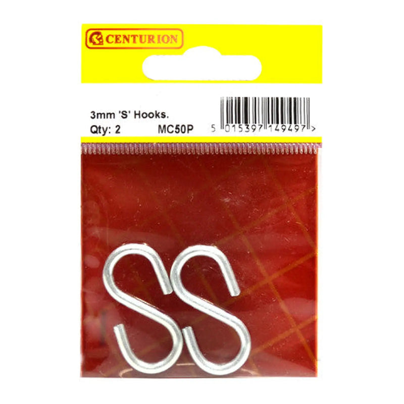 Centurion Steel Ess Hooks, Zinc Plated, 3mm x 34mm - Pack of 5
