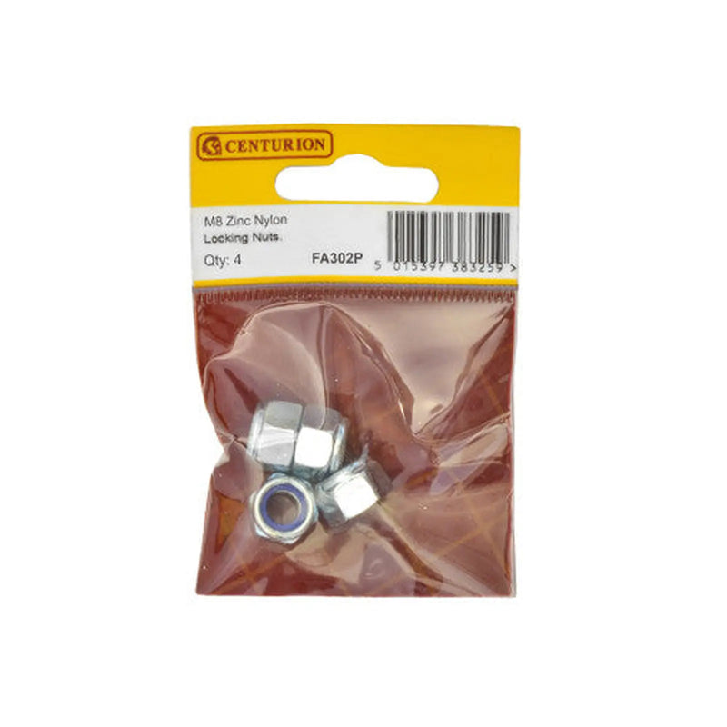 Centurion M8 ZP Nylon Locking Nuts  (Pack of 4) - Pack of 5