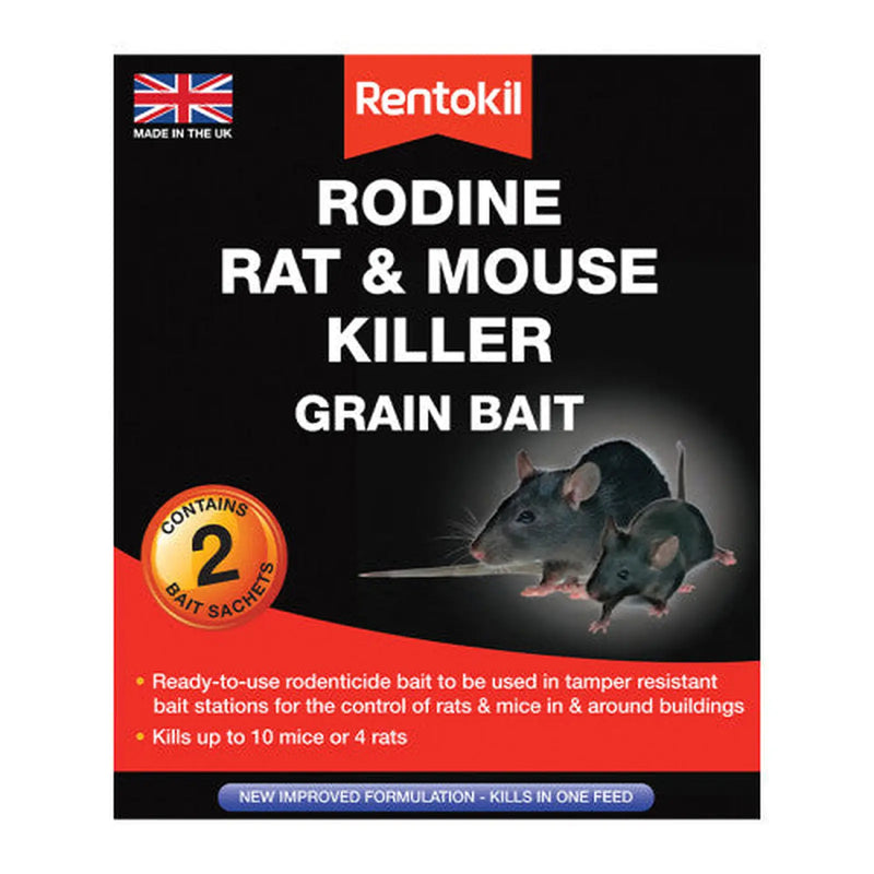 Centurion Rentokil - Rodine Rat & Mouse Killer Grain Bait - 2 Sachet - Pack of 6