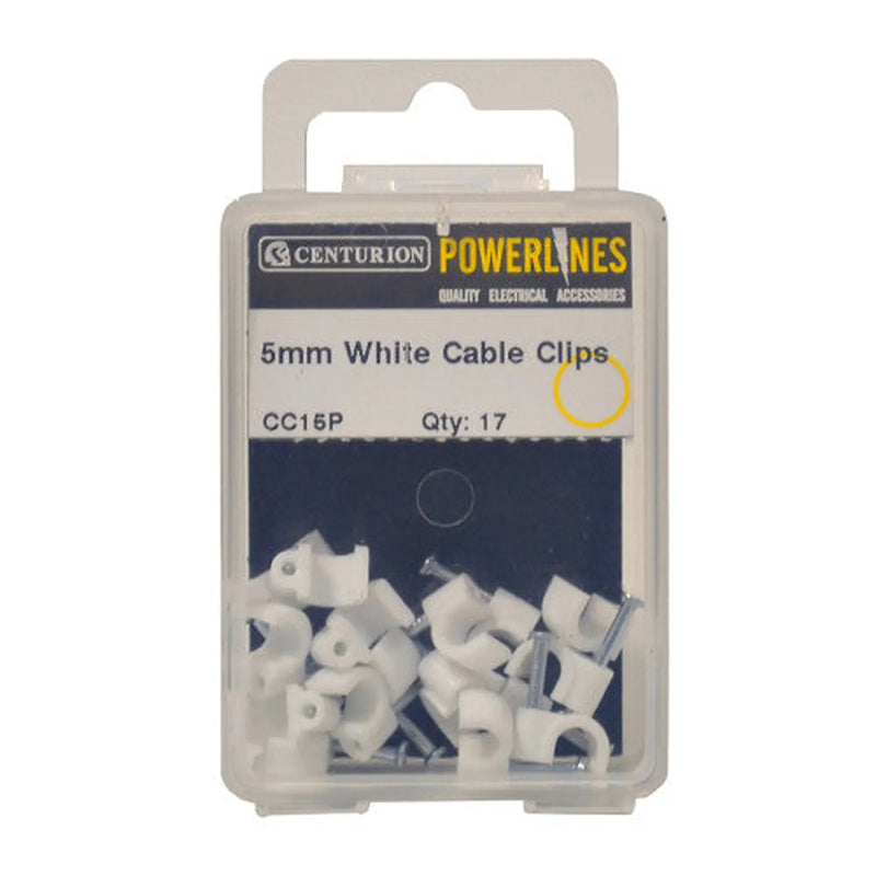 Centurion White Cable Clips 5mm - Pack of 5
