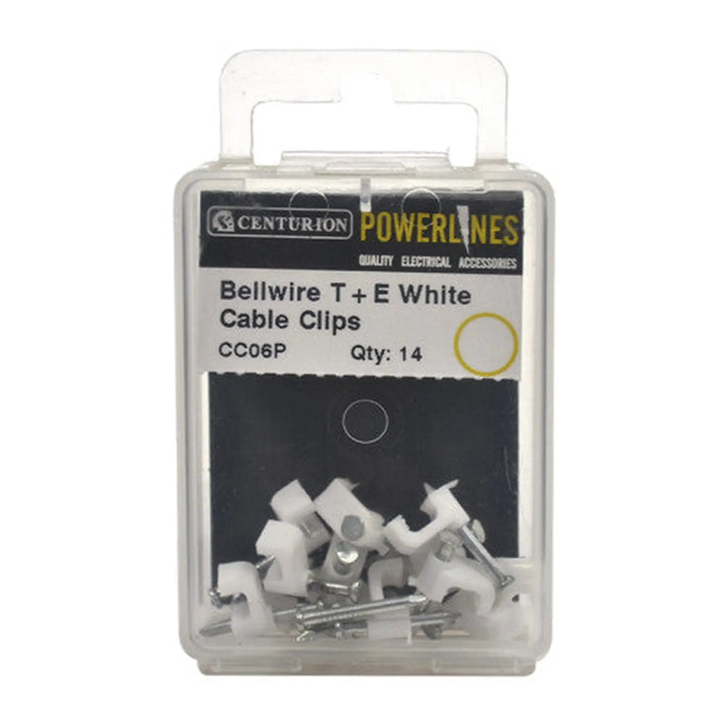 Centurion White Bellwire T+E Cable Clips - Pack of 5