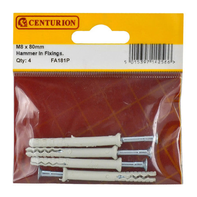 Centurion M8 x 60mm Hammer In Frame Fixings  (Pack of 4) - Pack of 5