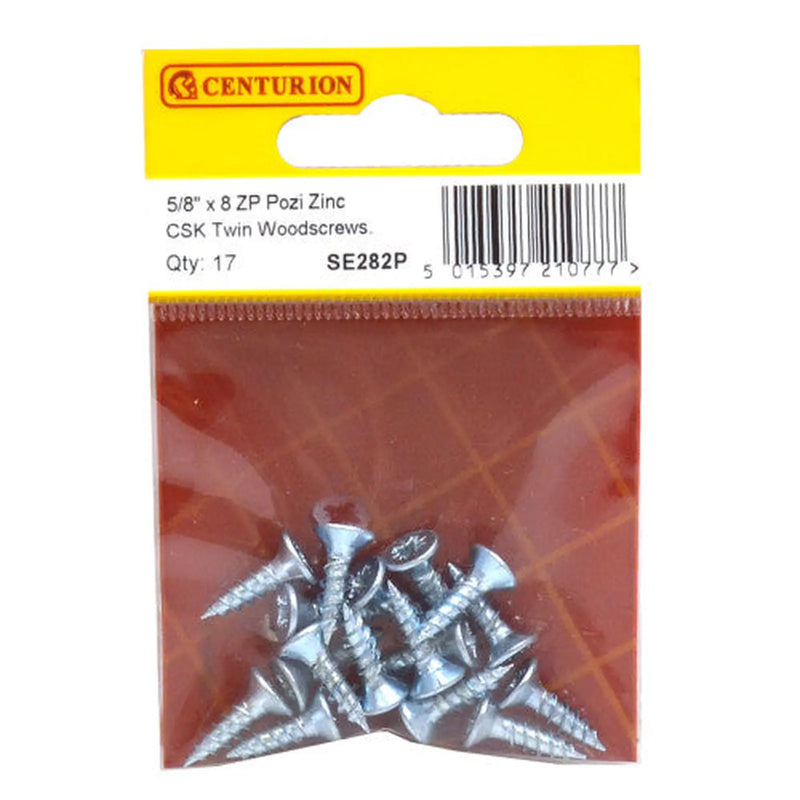 Centurion 5/8" x 8 ZP Cross Recessed Hardened Twin Thread Woodscrews with - Pack of 5