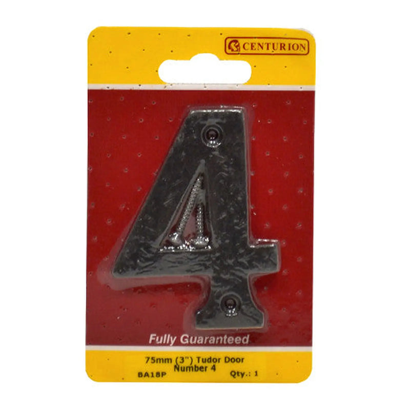 Centurion No.4 Door Numerals, Black, 75mm - Pack of 5