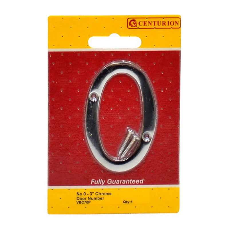 Centurion No.0 Chromed Door Numbers and Letters, 75mm - Pack of 5