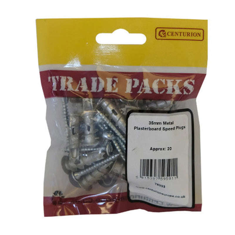 Centurion Plasterboard Fixing Plugs - Metal - 35mm - (14PK) - Pack of 5