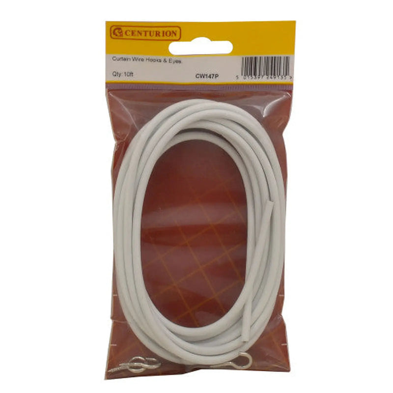 Centurion 10 ft Coil Curtain Wire with Hooks & Eyes - Pack of 5