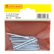 Centurion 2" x 6 ZP Cross Recessed Hardened Twin Thread Woodscrews with - Pack of 5